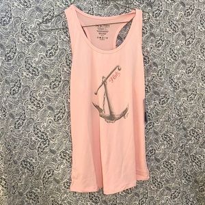 Huk pink anchor tank top shirt large L women new with tags